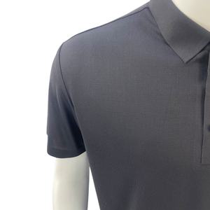 Haut de gamme personnalisé uni noir homme chemise haute élasticité dense tricot grille Jacquard Polo chemise été hauts - Product Image 6