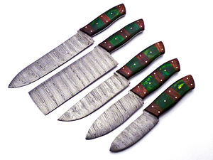 ชุดเชฟดามัสกัส5ชิ้นทำด้วยมือมาใหม่พร้อมมีดและปลอกหนังสำหรับใช้งานในครัวแบบปรับแต่งได้2025 - Product Image 2