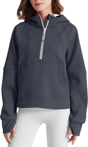 Sweat à Capuche Surdimensionné à Demi-fermeture Éclair pour Femme, Couleur Personnalisée, Manches Longues, Sweat à Capuche Surdimensionné à Demi-fermeture Éclair pour Femme, Vêtement en Gros - Product Image 5