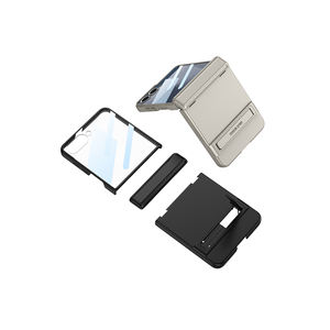 Étui de protection de luxe en silicone argenté Zore Kpta avec support pour Samsung Galaxy Z Flip 7 Plus, finition électroplaquée pour la caméra - Product Image 5