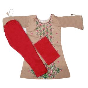 Traje Masuri Bordado para Niñas de 3 Piezas - Marrón - Product Image 1