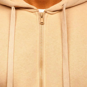 Sudadera con Capucha y Cremallera para Hombre, Color Sólido, Felpa, Estilo Casual, Corte Regular, Otoño, Beige, 100% Algodón Tejido, Último Modelo 2026 - Product Image 5
