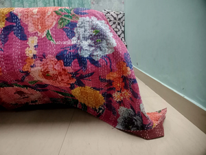 Venta caliente King Size 100% algodón suave orgánico Vintage Floral impreso hecho a mano Kantha edredón para Hotel y uso doméstico - Product Image 3