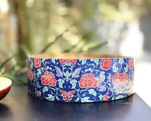 Meilleur bol de service à soupe pour la maison Ustensiles de cuisine Plats de service Bol en émail imprimé Finition Bol en bois - Product Image 3