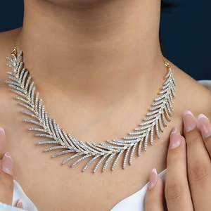 Super Quality Luxury <b>Gold</b> Plated Ethnic Crystal Leaf Design Necklace <b>Set</b> Matching Earrings Women Party Wedding Fashion Jewelry - Product Image 3