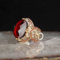 Bague pour homme en argent sterling 925 de style ottoman, bicolore, plaquée or rhodié, fabriquée en Turquie, modèle RCEGYT-514