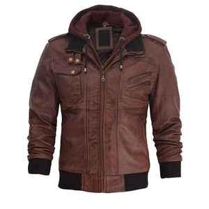 Chaquetas de cuero genuino para motocicleta para hombre personalizadas Chaquetas de cuero de diseño personalizado de gran tamaño para hombre de piel de oveja negra de talla grande - Product Image 6