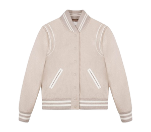 Invierno Melton Wool College Varsity Jacket Reflective Shoulder Stripes CollegeBaseballjacket para hombres DDP Shipping - Product Image 1