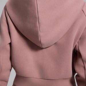 Haut de sport à capuche Ville, logo personnalisé, style streetwear, haut de sport à manches longues, veste zippée vierge pour femmes - Product Image 3