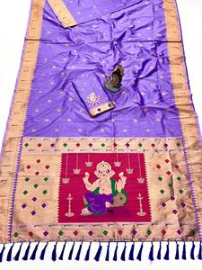 Artriddh Ganesh Paithani Soft Silk Saree-Reversible para bodas y celebraciones de Diwali - Product Image 2