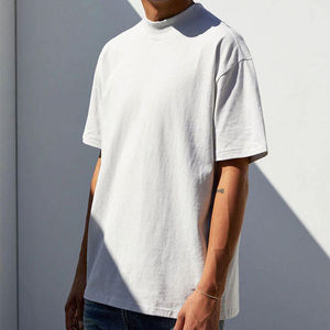 Personalizable 100% algodón Drop Shoulder Camisetas para hombres Casual Heavyweight Knitted Logo Plus Size T-Shirt - Product Image 5