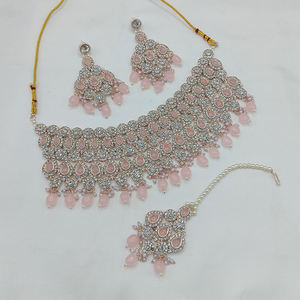 Designer Austrian <b>Stone</b> & Beaded <b>Necklace</b> Set Perfect Fusion Jewelry for Festive, Party & Traditional Looks - Product Image 3
