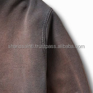 <b>Blank</b> Zipper Custom Acid Washed Distressed Hoodie Oversized Heavy <b>Weight</b> Streetwear Hoodies for Men - Product Image 5