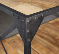 Table basse moderne recyclée avec étagère en métal et bois pour appartement, bureau, salon