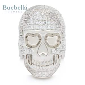 Hot Selling Original 925 Silver Vintage <b>Skull</b> Engraved Skeleton Horrible Punk Style Bling Bling Iced Out Ring For Men - Product Image 4