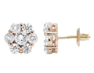 S925 Sterling Silver Beautiful Cluster Moissanite Round Diamond Flower Design Boucles d'oreilles pour les femmes - Product Image 4