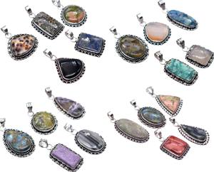 Colliers de mode vintage pour femmes avec pendentifs en pierres précieuses naturelles, lot de mélange de réglage de lunette en laiton en vrac en gros sur EBay - Product Image 2