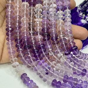 ลูกปัดพลอยทรงรอนเดลล์ เกรด AAA สีชมพูอมม่วงธรรมชาติ ควอตซ์อเมทิสต์ทรงรอนเดลล์เหลี่ยมเพชรพลอย ขนาด 8 มม. ความยาว 8 นิ้ว - Product Image 1