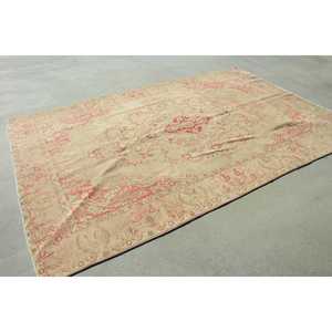 Turkish Vintage Rug, 6,46x9,<b>9</b> ft Rug, Red Large Plants & trees Rug - Product Image 3