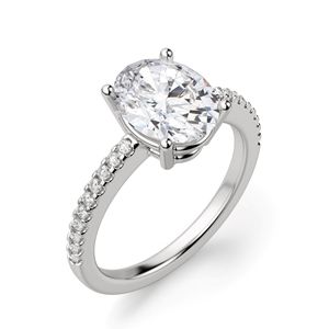 Anillo de compromiso de diamante de corte ovalado para mujer - Product Image 4