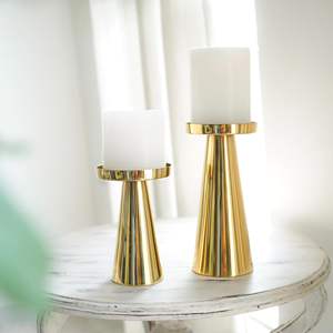 Grand chandelier sur pied, candélabre autoportant, design classique, porte-bougie élégant, présentoir à bougies plaqué or - Product Image 3