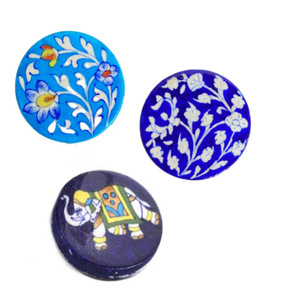 Dessous de verre de poterie bleue en céramique de fleur d'artisanat pour des accessoires de décoration de table - Product Image 2