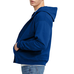 Sudadera con capucha unisex de gran tamaño de 100% algodón personalizada, sudaderas de mezcla de algodón básicas térmicas con cremallera completa para hombres, estampado de hojaldre para invierno - Product Image 2