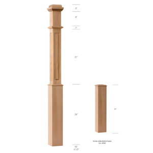 Escalera de Madera Maciza de Álamo con Panel Plano Imprimado, Nueva, de 55 Pulgadas, Incluye Tapas Planas Intercambiables en Forma de Pirámide, Manguito Ajustable - Product Image 3