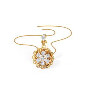 Diseño Floral de tilo 9kt/24kt colgante de oro blanco diamante adornado joyería fina para bodas y regalos de compromiso - Product Image 3