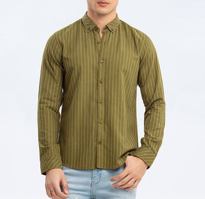 เสื้อเชิ้ตแฟชั่นผู้ชายมาใหม่ ลายทาง ทรงเข้ารูป แขนยาว สำหรับฤดูใบไม้ผลิและฤดูใบไม้ร่วง เหมาะสำหรับใส่ทำงานหรือธุรกิจ ผลิตจากผ้าฝ้าย รับผลิตแบบ OEM - Product Image 1