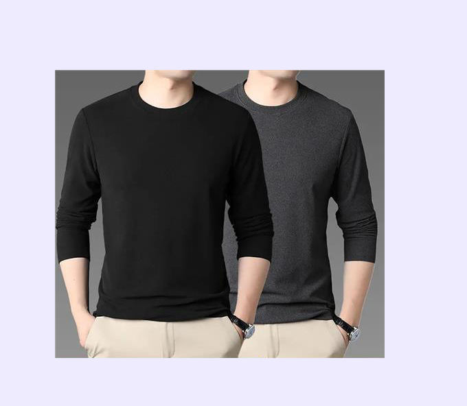 German velvet round neck [gray + black]