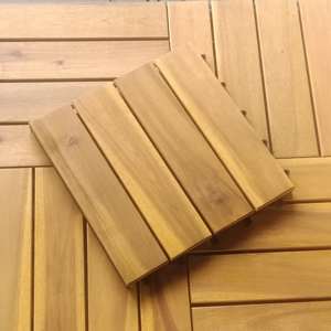 Carreaux de terrasse extérieurs à emboîtement de haute qualité 300x300mm Carreaux de balcon antidérapants en bois d'acacia de style traditionnel - Product Image 6