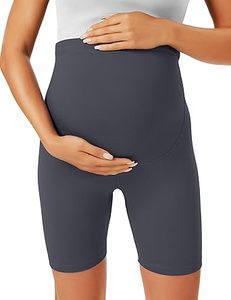 Shorts de maternité unis et simples, de haute qualité, à taille élastique, extensibles, confortables, pour femmes enceintes, style cycliste, portés au-dessus du ventre - Product Image 4