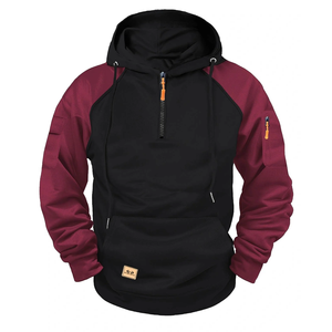 Sweats à capuche pour hommes confortables pour la saison d'hiver à bas prix fabriqués en usine dernière conception de sweats à capuche à demi fermeture éclair coupe ajustée pour hommes - Product Image 3