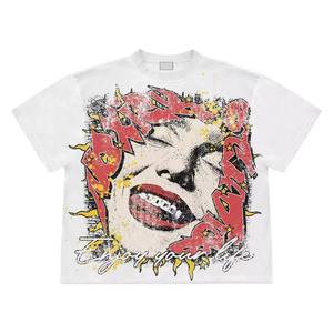 เสื้อยืดสตรีทโอเวอร์ไซส์ใส่ได้ทั้งชายและหญิงเสื้อยืดพอดีตัวแบบสบายๆ100% ผ้าฝ้ายขนาดใหญ่พิเศษพิมพ์ลายระบายอากาศได้ & แห้งเร็ว - Product Image 6