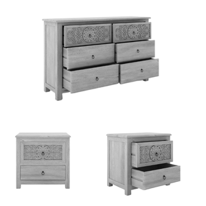 Offre spéciale Meubles de chambre à coucher de qualité supérieure Ensemble de chambre à coucher en bois d'acajou massif Oxford 4 pièces sculptées à la main de fabrication indonésienne - Product Image 6