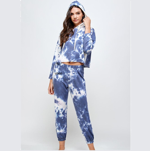 Vente chaude Personnalisé Abstrait Imprimé Funky Tie-Dye Conception Sweats Streetwear Hiver En Gros Polaire Survêtements - Product Image 3