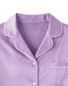 Ensemble de pyjama en satin de soie lavande pour femmes, fabriqué par le fabricant, boutonné, manches longues, vêtements de nuit luxueux, doux, brillant, vêtements de détente - Product Image 5