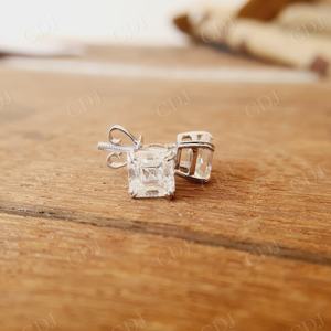 Dernières boucles d'oreilles en moissanite coupées Asscher bijoux personnalisés en or blanc 14KT pour femmes fabricant de mode de l'Inde - Product Image 4
