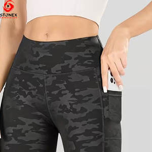 Shorts de yoga respirants de haute qualité pour femmes, taille élastique, coupe ajustée, en spandex/polyester, vêtements de sport et de fitness - Product Image 3