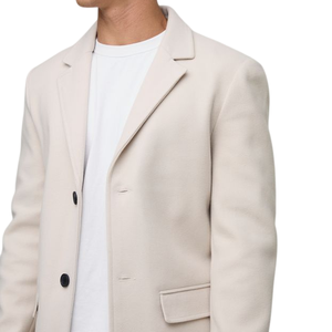 เสื้อคลุมกระดุมสองแถวผ้าขนสัตว์สีเบจสำหรับผู้ชายทรงสูงระบายอากาศได้ดีเป็นมิตรกับสิ่งแวดล้อมสำหรับธุรกิจหรือชุดลำลอง - Product Image 6