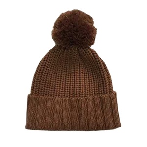 Top Pink Chunky pompom knitted hat Cap Unisex 100% Acrylic Beanie Hat Knit Winter warm Pom Beanies with Cuff (Unisex) - Product Image 4
