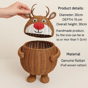 Cesta de Almacenamiento Circular de Ratán Natural Hecha a Mano Artex Green Earth, Diseño Moderno Multifuncional Ecológico, Hecho en Hanói, Vietnam - Product Image 2