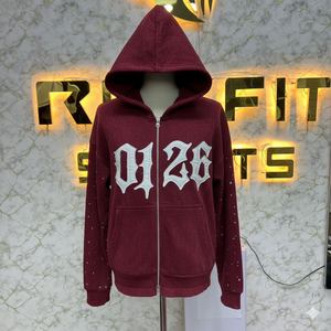 Meilleures ventes, votre propre logo, sweat à capuche à fermeture éclair le plus demandé, imprimé en relief, fabriqué en usine, prix bas, sweat à capuche pour hommes, sweat à capuche pour hommes - Product Image 4