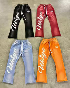 Pantalones de chándal apilados Personalizado 100% algodón Nueva llegada French Terry Serigrafía Peso pesado Lavado ácido Sun Faded - Product Image 3