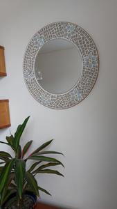 Mother of Pearl <b>Mosaic</b> Inlay <b>Mirror</b> Handmade Eco-Friendly Round Wall Decor Modern Industrial Design Available All Sizes Styles - Product Image 3