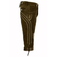 Expédition immédiate : Bretelles pour Lederhosen Myooka pour homme, style traditionnel Oktoberfest, en cuir de vachette brun foncé et polyester, longueur genou, coupe classique