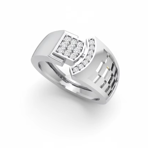 แหวนเพชรทรงกลมเจียระไนแบบบริลเลียนท์ทองคำ 14K แท้ ดีไซน์ทันสมัยสำหรับผู้ชาย - Product Image 1