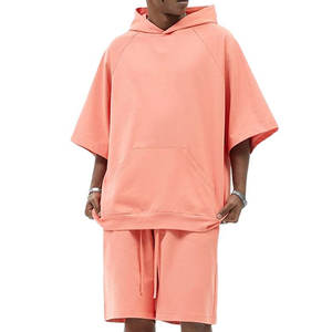 Haute qualité Streetwear deux pièces entraînement polaire joggers Shorts unisexe survêtement à capuche ensemble court hommes - Product Image 4