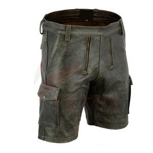 Wholesale Casual Cargo <b>Shorts</b> for <b>Men</b> Custom Design Eco-Friendly <b>Leather</b> Black/Gold/Green Plaid Pattern for Outdoor Wear - Product Image 1